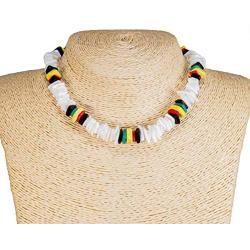 BlueRica Puka Chip Shell Beads & Rasta Coconut Chips Necklace