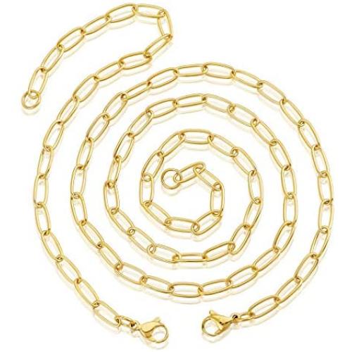Paperclip Necklace and Bracelet Set, Chain Link Necklace & Chain Bracelet Matching Jewelry Set