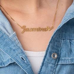 MyNameNecklace Personalized Name Necklace with Butterfly Charm -Custom Pendant Precious Metals Sterling Silver 925 & Gold Plating Jewelry