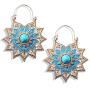 DAMLENG Unique Handmade Blue Boho Vintage Gypsy Mandala Flower Dangle Earrings for Women Girls Ethnic Tribal Retro Turquoise Geometry Hollow Leaf Jewelry Drop Earrings