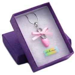 Soulbreezecollection Pink Bowtie Ribbon Ballerina Dancer Ballet Dance Shoes Pendant Necklace Charm