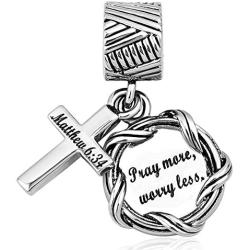 Lifequeen Cross Charm Religious Christian Holy Bible Heart Charms Bead for European Bracelets