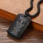 Cupimatch Cross Bible Christ Crucifix Pendant Necklace, Mens Stainless Steel Jesus Verse Lords Prayer Catholic Dog Tag Chain Jewelry 22 inch