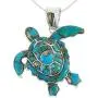 Turquoise Network Turtle Pendant Necklace in Sterling Silver 925 & Genuine Gemstones Turquoise Network Turtle Pendant Necklace in Sterling Silver 925 & Genuine Gemstones