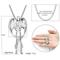 Stainless Steel Angel Memorial Cremation Jewelry Urn Necklace for Ash
