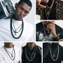 Bandmax Men Heavy Cuban Curb Miami Chain Necklace Jewelry Stainless Steel 5MM/7MM/10MM/13.5MM Width Women Thickness Link Necklace 18in 20in 22in 24in 26in 28in 30in,18K Gold/Black Plated(Brand Box)