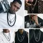 Bandmax Men Heavy Cuban Curb Miami Chain Necklace Jewelry Stainless Steel 5MM/7MM/10MM/13.5MM Width Women Thickness Link Necklace 18in 20in 22in 24in 26in 28in 30in,18K Gold/Black Plated(Brand Box)