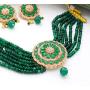 Sukh Collection Jewellery Crystal Elements CZ Stone Floral Shape Indian Bollywood Traditional Necklace Set for Women Wedding