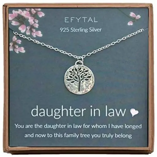 EFYTAL Daughter In Law Gifts, Sterling Silver Tree of Life Necklace, Wedding Jewelry Gift from Mother In Law EFYTAL Daughter In Law Gifts, Sterling Silver Tree of Life Necklace, Wedding Jewelry Gift from Mother In Law