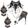 IBBM I WILL BE YOUR BEST MEMORY Black Choker Lace Necklace with Bracelet and Earrings Set - Punk Party Gothic Vintage Accessories for Women