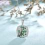 Santuzza 925 Sterling Silver Delicate Cherry Tree Pendants Shiny White Cubic Zirconia Jewelry (Pink/Green)