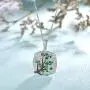 Santuzza 925 Sterling Silver Delicate Cherry Tree Pendants Shiny White Cubic Zirconia Jewelry (Pink/Green)
