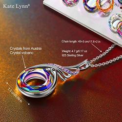 Kate Lynn Jewelry for Women 925 Sterling Silver Pendant Necklaces Made Crystals from Austria Cubic Zirconia Mothers Day Birthday Gifts for Her 18.0''+2.0'' with Gift Box