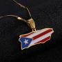 Stainless Steel Trendy Enamel Puerto Rico Map Pendant Chain for Women Puerto Ricans Map Jewelry