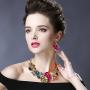 Hamer Wedding Jewelry Sets for Brides Multi-Color Crystal Flowers Choker Gothic Necklace and Earrings Sets Costume Jewelry for Women