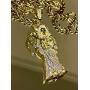 Shop-iGold Men Women 925 Italy Gold Finish Iced Santa Muerte Charm Ice Out Pendant Stainless Steel Real 2 mm Rope Chain Necklace, Mens Jewelry, Iced Pendant, Rope Necklace