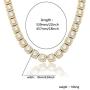 JINAO 10MM 18k Gold Plated Iced out Jumbo Square Sparkling Cluster Cubic Zirconia Tennis Link Chains for Men