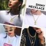 Richsteel 18K Gold Plated Cubic Zirconia A-Z Initial Necklace for Men Women Personalized 2-5 Letter Pendant with Wheat/Tennis Chain Hip Hop Jewelry(Send Gift Box)