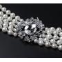 BABEYOND 1920s Gatsby Pearl Necklace Bridal Imitation Pearl Necklace Vintage Wedding Pearl Necklace Jewelry Set with Brooch