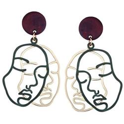 TIDOO Jewelry Abstract Double-Faced Human Face Earrings Gold Statement Earrings for Women