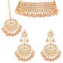I Jewels Traditional Kundan & White Pearl Choker Necklace Set for Women (K7075)
