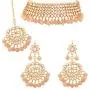 I Jewels Traditional Kundan & White Pearl Choker Necklace Set for Women (K7075)