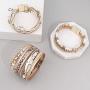 Wovanoo Leather Wrap Bracelet Set 3Pack Wrist Cuff Bracelet for Women Girls Multilayer Magnetic Clasp Bracelet Feather Tree Bead Crystal Bracelet