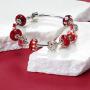 Red Silver Round I Love You Word Filigree Red Hearts Charm Bead For Women Teen .925 Sterling Silver Fits European Charm Bracelet