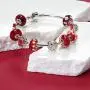 Red Silver Round I Love You Word Filigree Red Hearts Charm Bead For Women Teen .925 Sterling Silver Fits European Charm Bracelet
