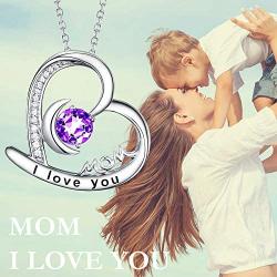 Mothers Day Birthday Gifts for Her Sterling Silver Necklace Apirl Birthstone Aquamarine Simulated Diamond Necklace Amethyst Emerald Pearl Garnet Necklace