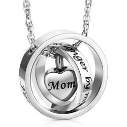 XIUDA No Longer by My Side,Forever in My Heart Carved Locket Cremation Urn Necklace for Dad, Mom,Grandma & Grandpa