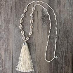 KELITCH Beaded Necklace Bib Chain Multicolor Tassel Long Strand Beach Friendship Necklace