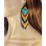 Handmade Long Necklace with Earrings Set Native American Seed beaded Style S58 8