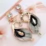 HAPPYLE Austrian Crystal Enamel Jewelry Sets Women Flower Jewelry Sets Chain Necklace Earrings Sets