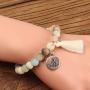 BALIBALI Handmade Mala Beads Bracelet Natural Stone Beaded Meditation Lotus Tibetan Bracelet Tassel Bracelet Japa Yoga Rosary Prayer Charm Lava Rock Oil Diffuser Bracelets