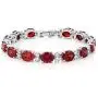 Gem Stone King 40.00 Ct Oval & Round Red Color Cubic Zirconias CZ Tennis Bracelet 7 Inch