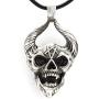 Trilogy Jewelry Pewter Horned Demon Head with Inverted Pentagram Pendant on Leather Necklace