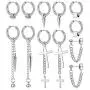 Jstyle 6Pairs 316L Stainless Steel Mens Womens Hoop Earrings Dangle Chain Earrings Punk Gothic Kpop Earrings Unisex Jstyle 6Pairs 316L Stainless Steel Mens Womens Hoop Earrings Dangle Chain Earrings Punk Gothic Kpop Earrings Unisex