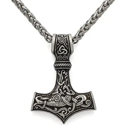 GuoShuang Odin Thors Mjolnir Pendant Viking Necklaces Pendants Jewelry Scandinavian Clear Details Silver Chain GuoShuang Odin Thors Mjolnir Pendant Viking Necklaces Pendants Jewelry Scandinavian Clear Details Silver Chain