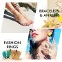 Hicarer 31 Pieces Surfer Strand Wave Bracelet Adjustable Waterproof Handmade Friendship Wax Wrap Bracelet Anklet Sunflower Braided Beach Bracelets for Teen Girls and 19 Pieces Star Moon Knuckle Ring
