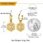 Women Girls Initial Earrings Sterling Silver Post 18K Gold Plated Open Huggie Hoop Earrings with Vintage Hexagon Embossed A-Z 26 Letters Drop Tiny Earrings, Name Style Jewelry,Christmas Gift for Lover