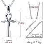 HUANIAN Stainless Steel Egyptian Ankh Cross Pendant Necklace,20 inch Free Chain