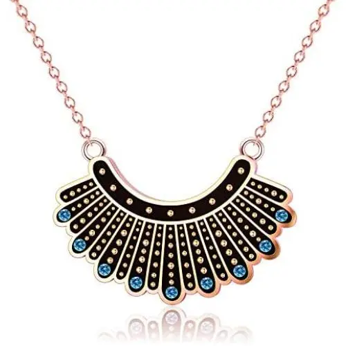 AOBOCO RBG Dissent Collar Necklace 925 Sterling Silver the Notorious RBG Ruth Bader Ginsburg Pendant Crystals from Austria Jewelry Gifts for Women Fans AOBOCO RBG Dissent Collar Necklace 925 Sterling Silver the Notorious RBG Ruth Bader Ginsburg Pendant Crystals from Austria Jewelry Gifts for Women Fans