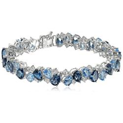 Sterling Silver Created Gemstones Bracelet, 7.25''