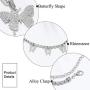 Ckecharfa Layered Rhinestone Pendant Necklace Sparkly Silver Butterfly Necklaces Chain Collar Full Crystal Choker Chains Adjustable Jewelry for Women and Girls