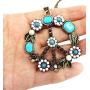 QTMY Fashion Antiwar Peace Sign Long Statement Choker Necklace Jewelry Collar with Pendant Chain for Women