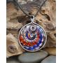 BESHEEK Handmade Murano Inspired Blue Red Silver-Color Dichroic Glass Round Swirl Pendant Necklace Hand Wrapped with Metal Handcrafted Artisan Blown Hypoallergenic Italian Style Jewelry