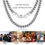 FIBO STEEL 3-6mm Curb Chain Necklace for Men Stainless Steel Biker Punk Style, 16-36 inches