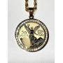Men Women 925 Italy 14k Gold Finish Iced Round Mexican Coin Centenario Mexicano Moneda 50 Pesos Ice Out Pendant Stainless Steel Real 2.5 mm Rope Chain Necklace, Mens Jewelry, Iced Pesos Coin Pendant, Chain Pendant Rope Necklace