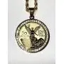 Men Women 925 Italy 14k Gold Finish Iced Round Mexican Coin Centenario Mexicano Moneda 50 Pesos Ice Out Pendant Stainless Steel Real 2.5 mm Rope Chain Necklace, Mens Jewelry, Iced Pesos Coin Pendant, Chain Pendant Rope Necklace